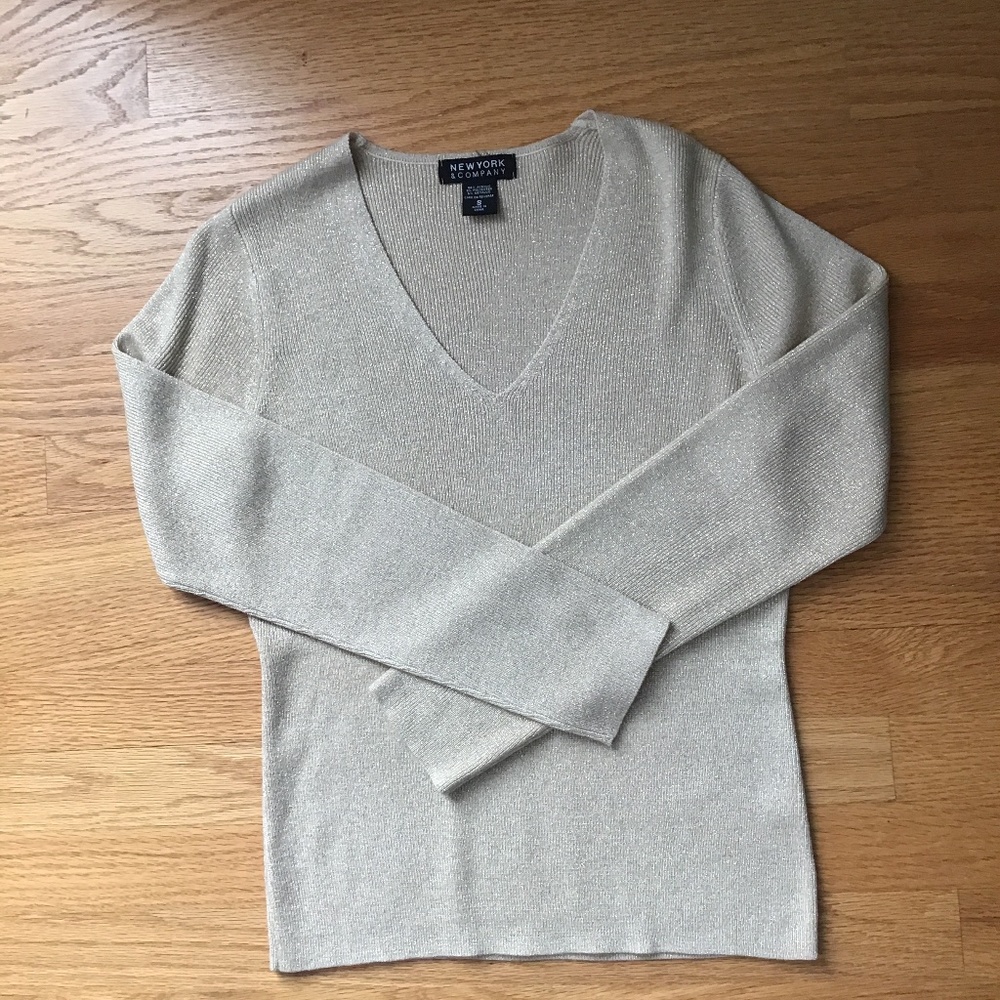 New York & Company, long sleeve, vneck sweater, Sm